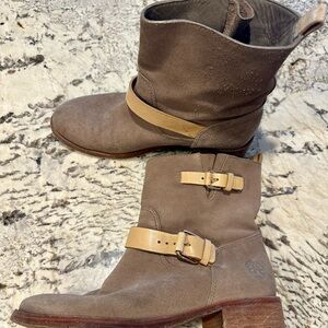 Tory Burch Leather Tan Women's Brown Ankle Boots 8 Fall Winter Casual